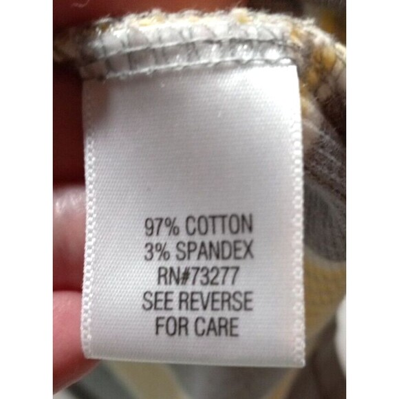 Croft & Barrow Small Tee Striped 3/4 Sleeve Boat Neck Gray Yellow White Stretch - Picture 6 of 7